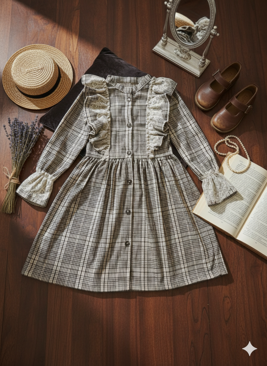 Robe Fille Vintage Élégante – Charme Classique & Confort Absolu