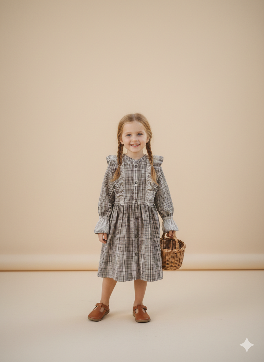 Robe Fille Vintage Élégante – Charme Classique & Confort Absolu