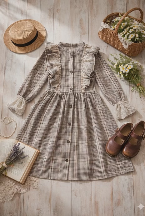 Robe Fille Vintage Élégante – Charme Classique & Confort Absolu